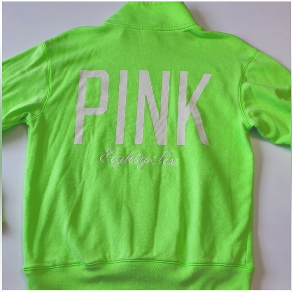 Pink Victoria's Secret Green Pull Over Quarter Zip Oversized Sweatshirt XS - Picture 12 of 12